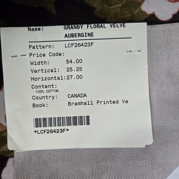 VTG Ralph Lauren Upholstery Fabric Granby Floral Velvet Aubergine 27x27inch 0799 - Picture 3 of 5